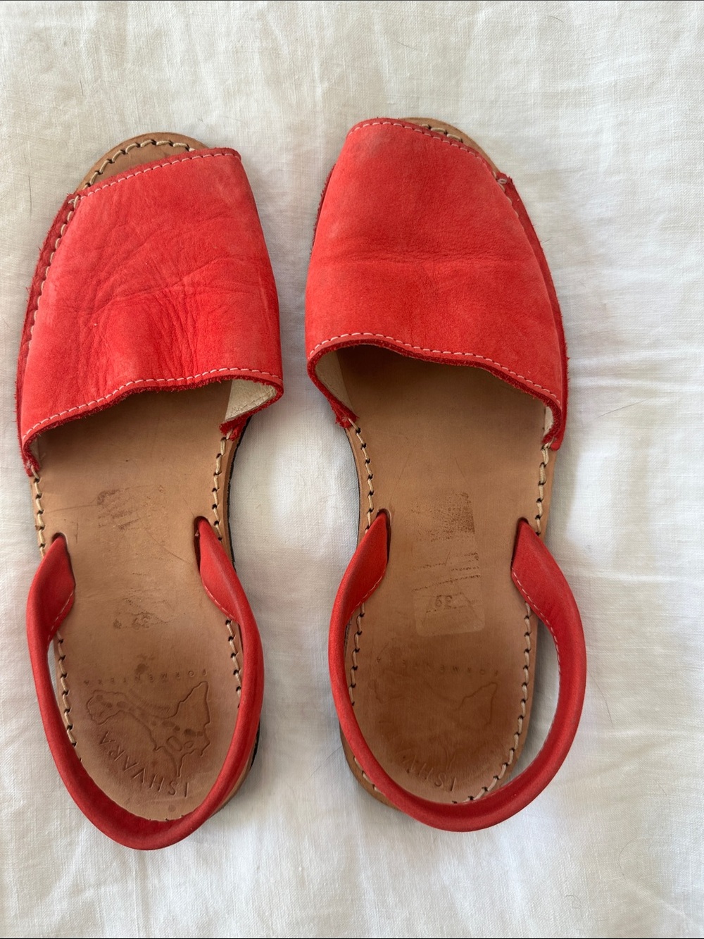 Women's Spanish Red Suede Slingback Sandals